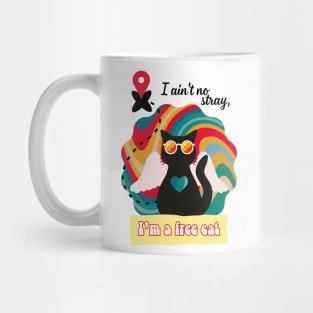 psychedelic black cat with wings showing its freedom Mug